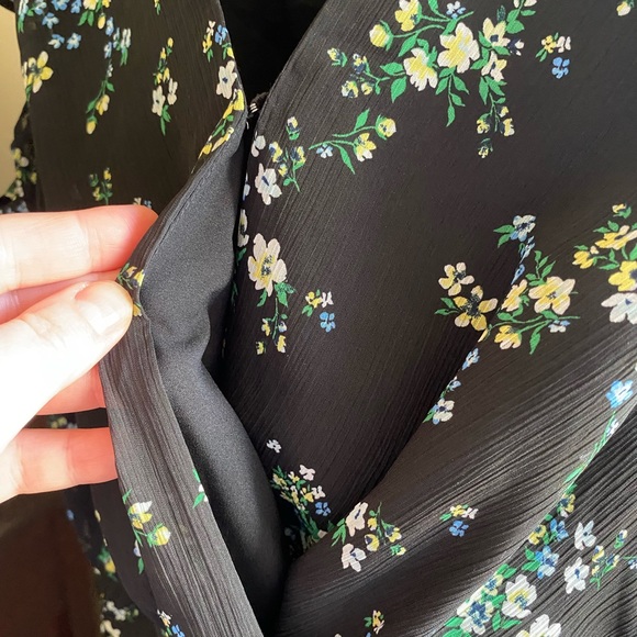 NWT Banana Republic Black Floral Print Ruched Mini Dress Size 10 - Picture 8 of 8
